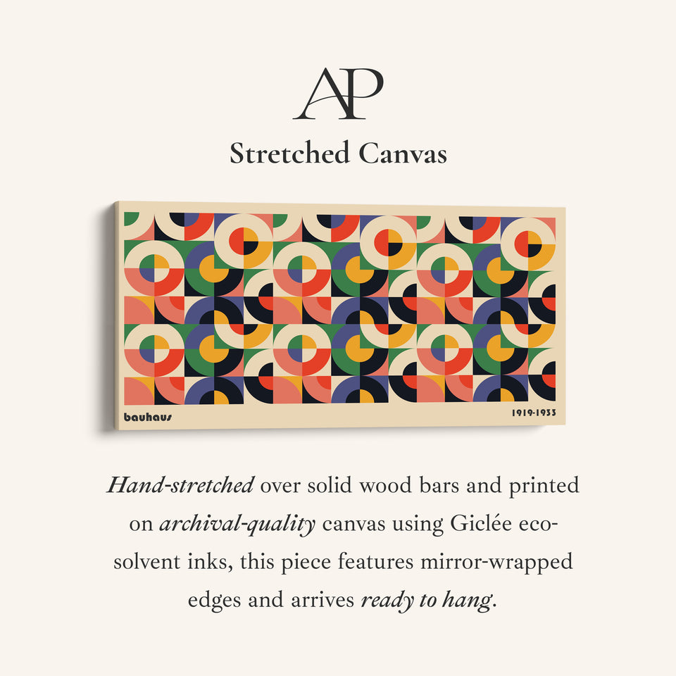 Bauhaus Long Wall Art Circular Segment Grid Horizontal Canvas Print For Living Room