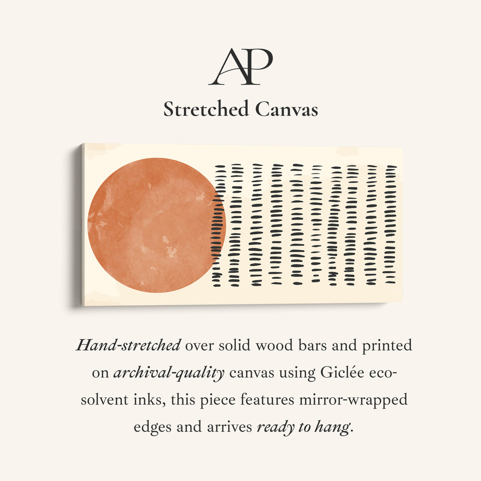 Horizontal Wall Art Abstract Sun And Line Pattern Panoramic Canvas Print For Bedroom