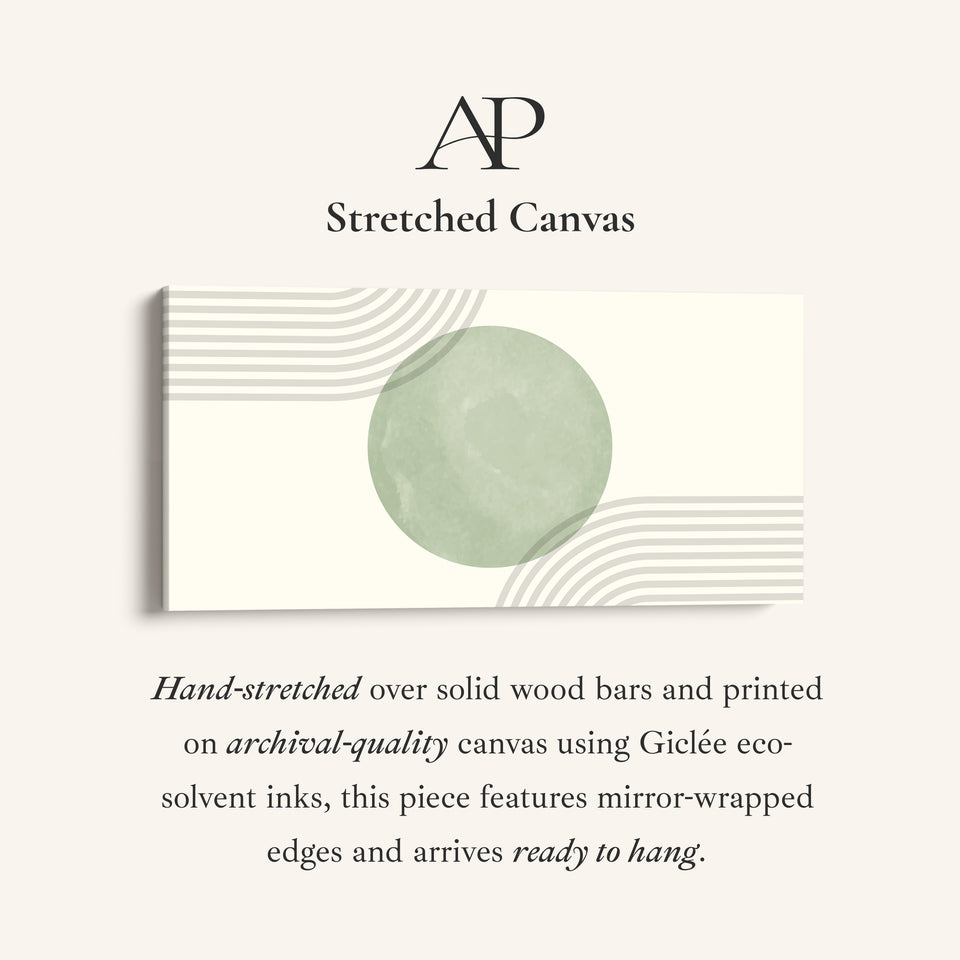 Wide Canvas Green Circle Composition Horizontal Canvas Print Bedroom