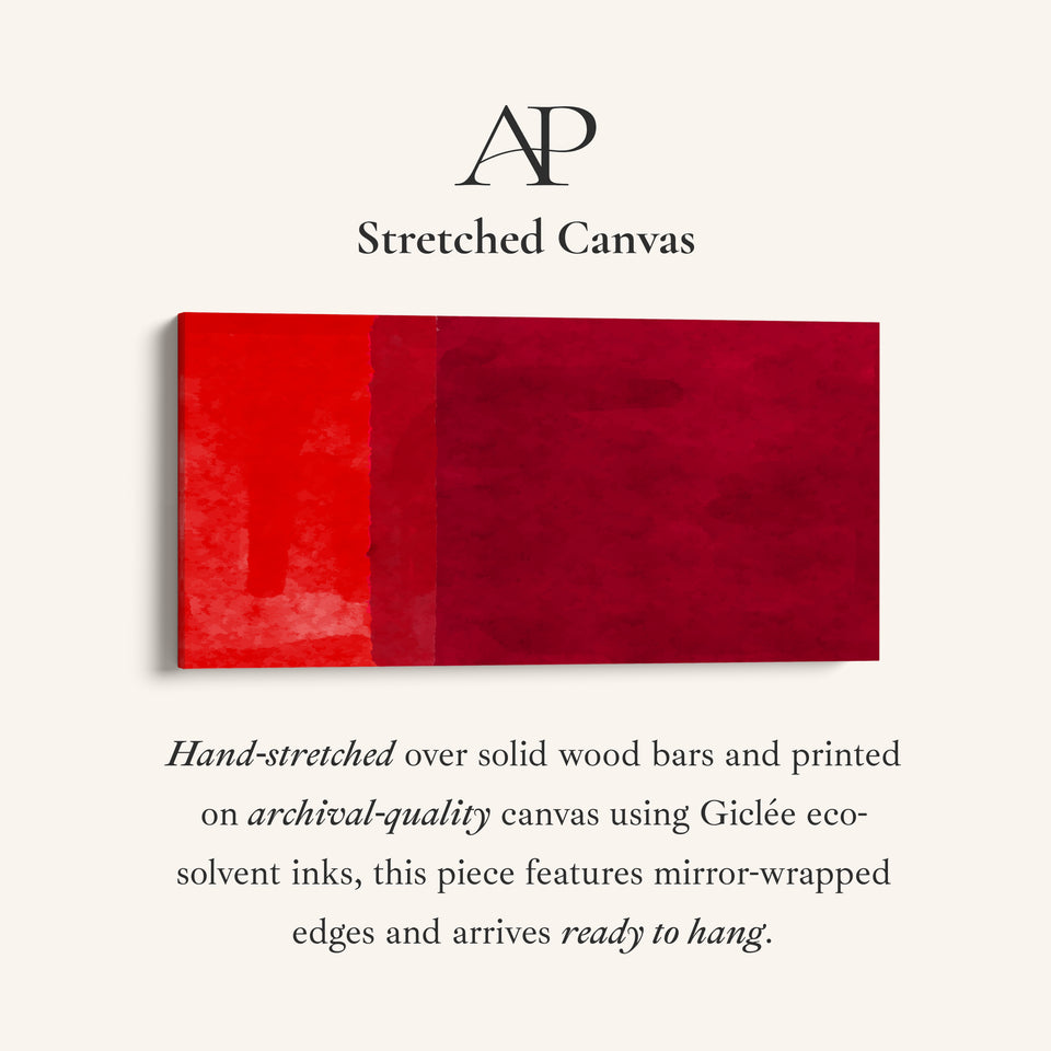 Horizontal Wall Art Red Colour Field Oversized Wall Decor Bedroom