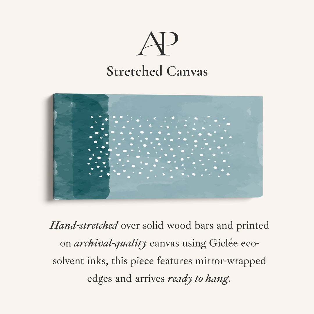 Wide Canvas Blue Field White Dots Panoramic Canvas Print For Bedroom