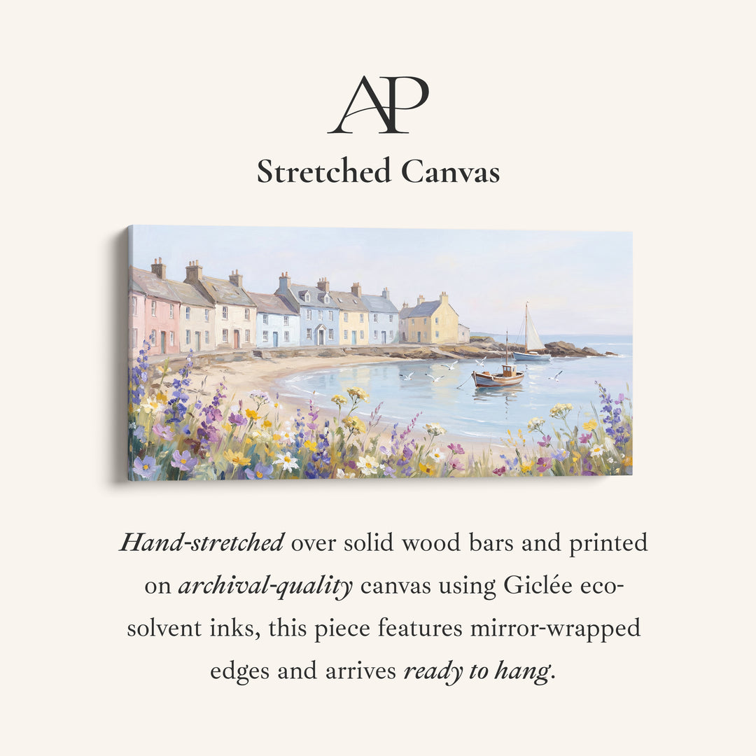 Large Wall Art Coastal Village Scene Statement Wall Decor For Living Room