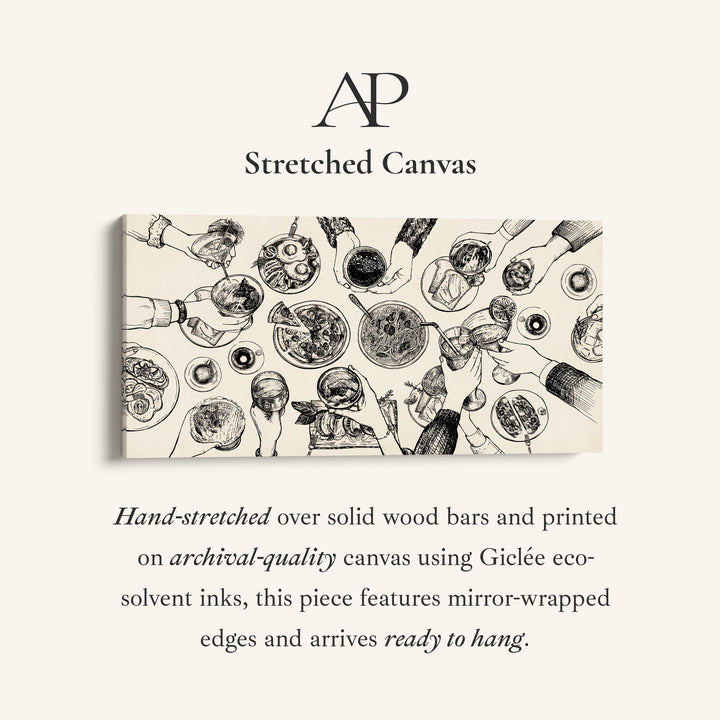 Wide Wall Art Overhead Dinner Table Scene Statement Wall Decor For Dining Room