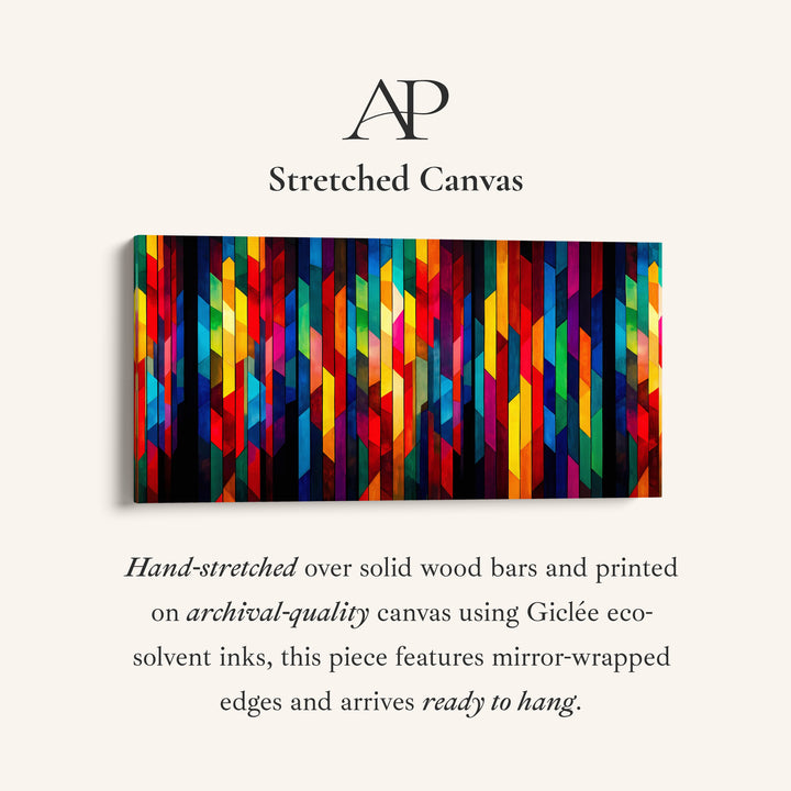 Horizontal Wall Art Colourful Geometric Pattern Statement Wall Decor Living Room