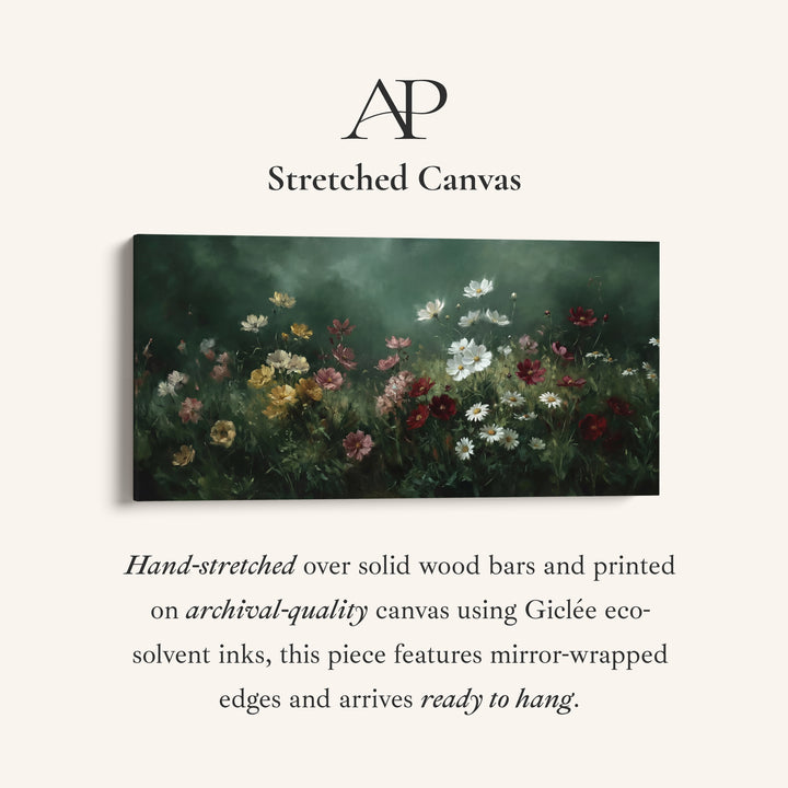 Panoramic Wall Art Mixed Garden Flowers Framed Canvas Print For Kitchen