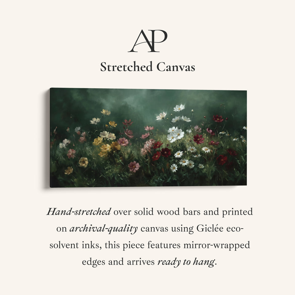 Panoramic Wall Art Mixed Garden Flowers Framed Canvas Print For Kitchen