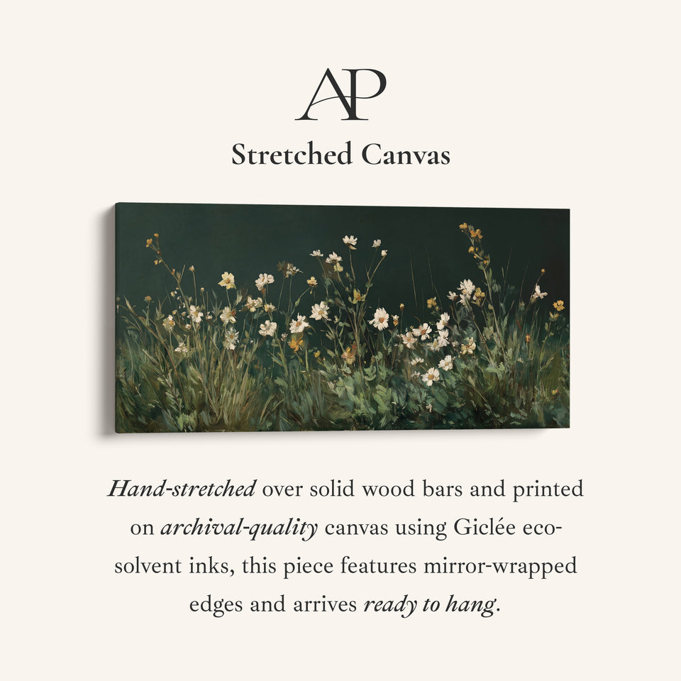 Wide Wall Art White Wildflowers Extra Wide Canvas For Bedroom