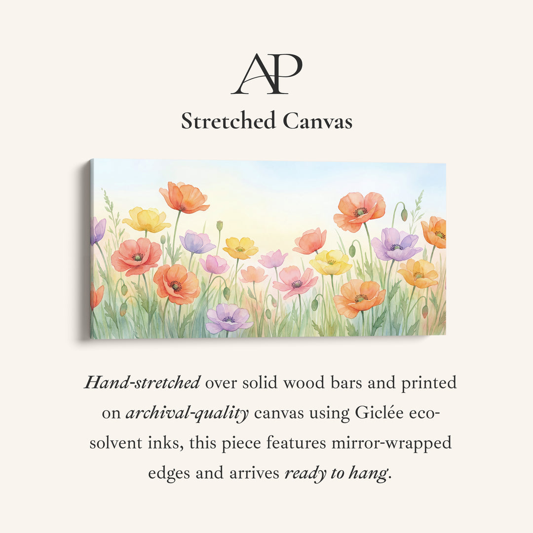 Panoramic Wall Art Pastel Poppy Flowers Statement Wall Decor For Kitchen