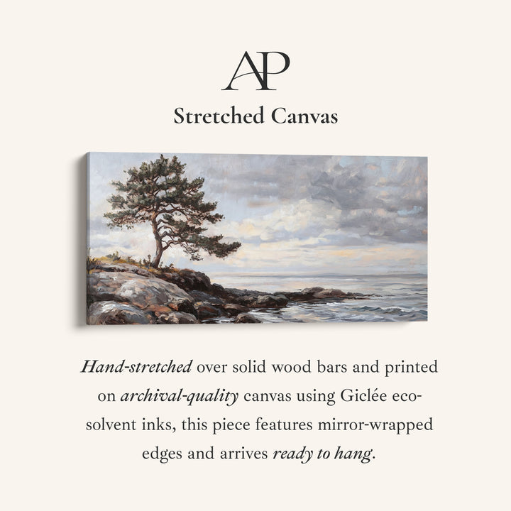 Wide Framed Canvas Coastal Tree And Sea Oversized Wall Decor For Hallway