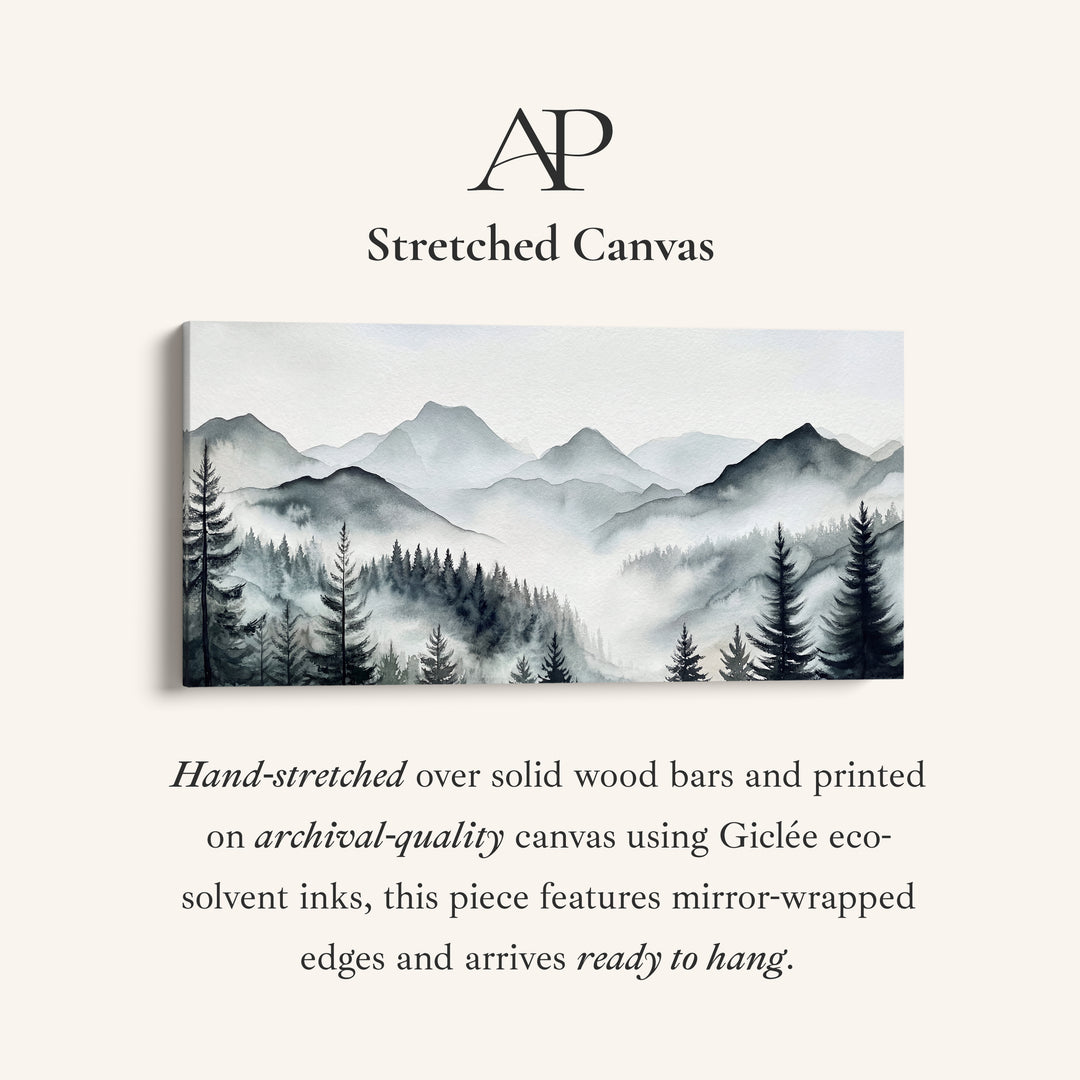 Horizontal Wall Art Layered Mountain Silhouettes Statement Wall Decor For Bedroom