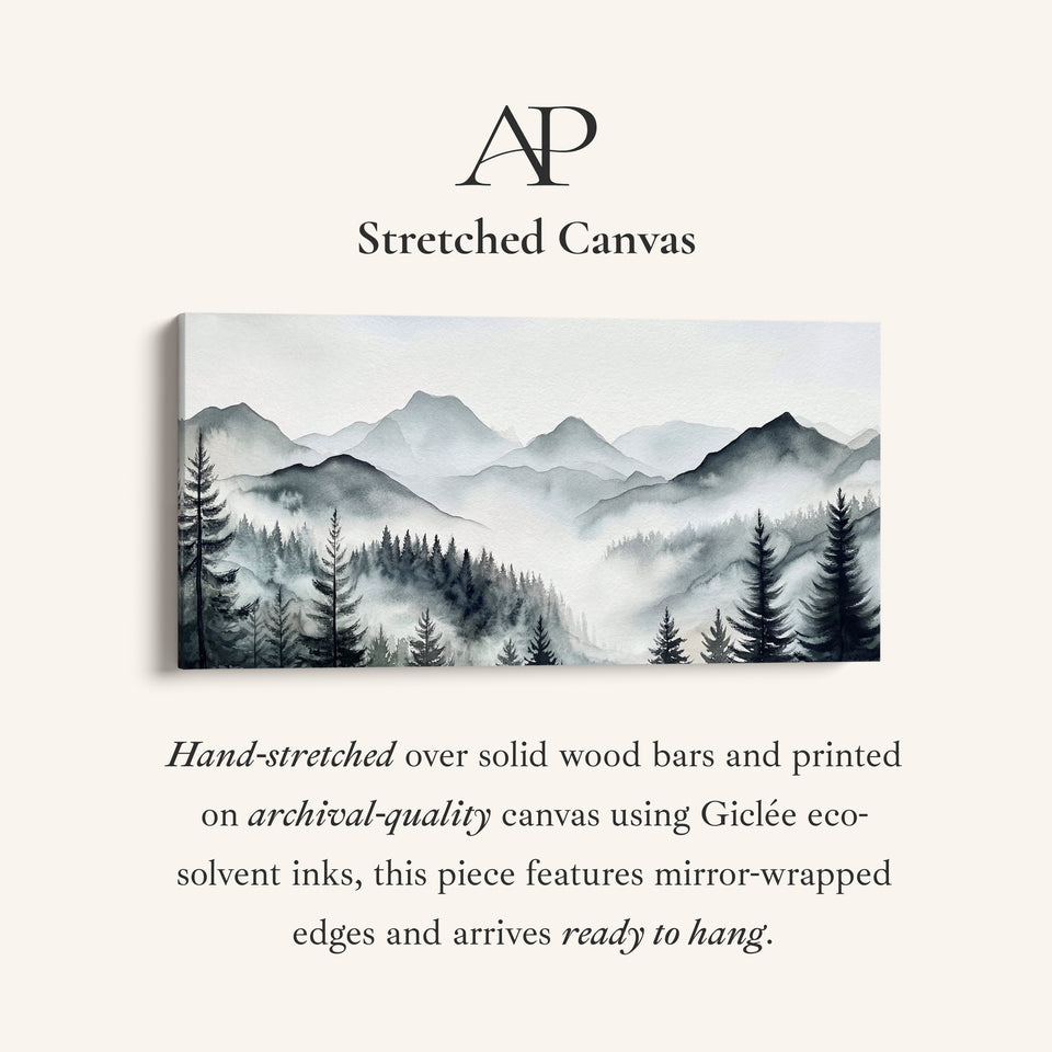 Horizontal Wall Art Layered Mountain Silhouettes Statement Wall Decor For Bedroom