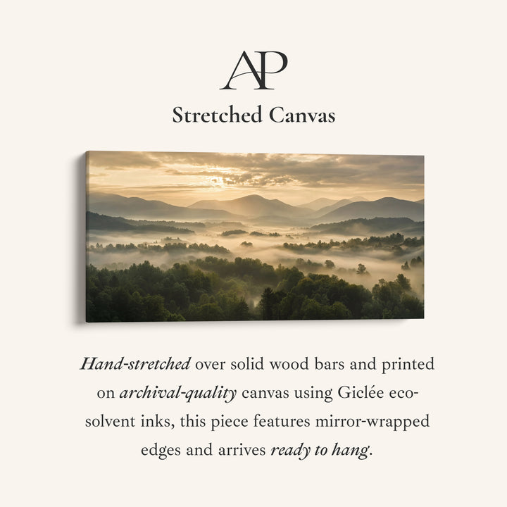 Wide Wall Art Misty Valley Sunrise Horizontal Canvas Print For Office