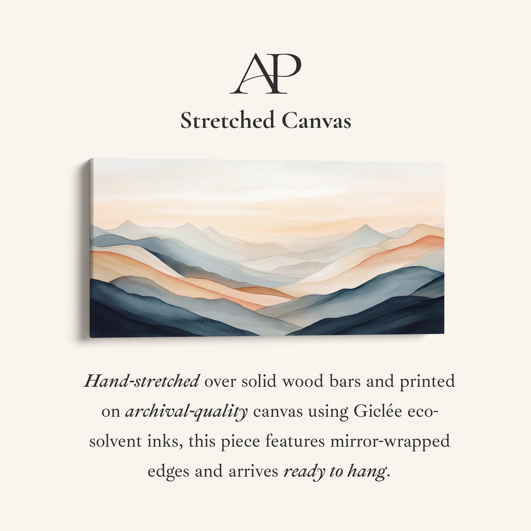 Layered Mountains Above Bed Wall Art Panoramic Canvas Print Living Room