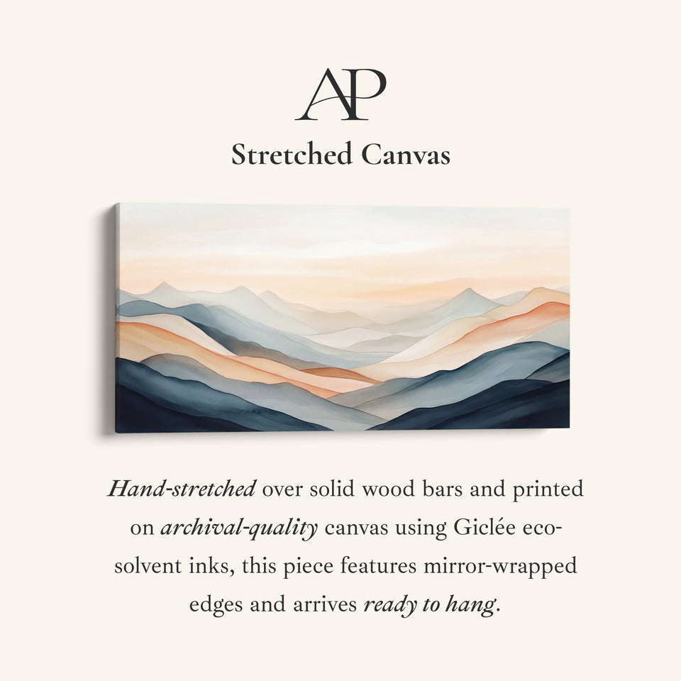 Layered Mountains Above Bed Wall Art Panoramic Canvas Print Living Room