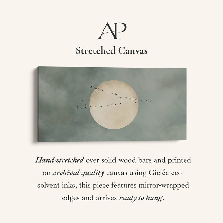 Birds And Moon Panoramic Wall Art Statement Wall Decor Hallway