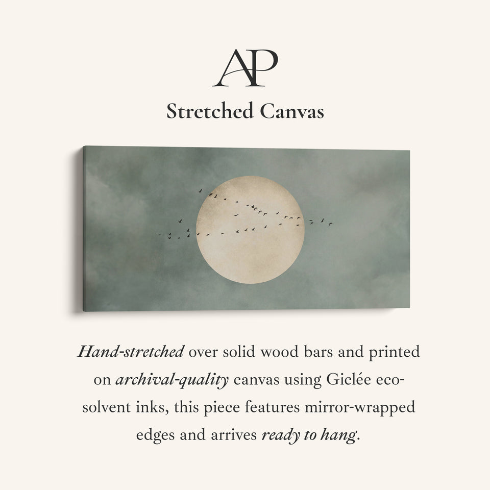 Birds And Moon Panoramic Wall Art Statement Wall Decor Hallway