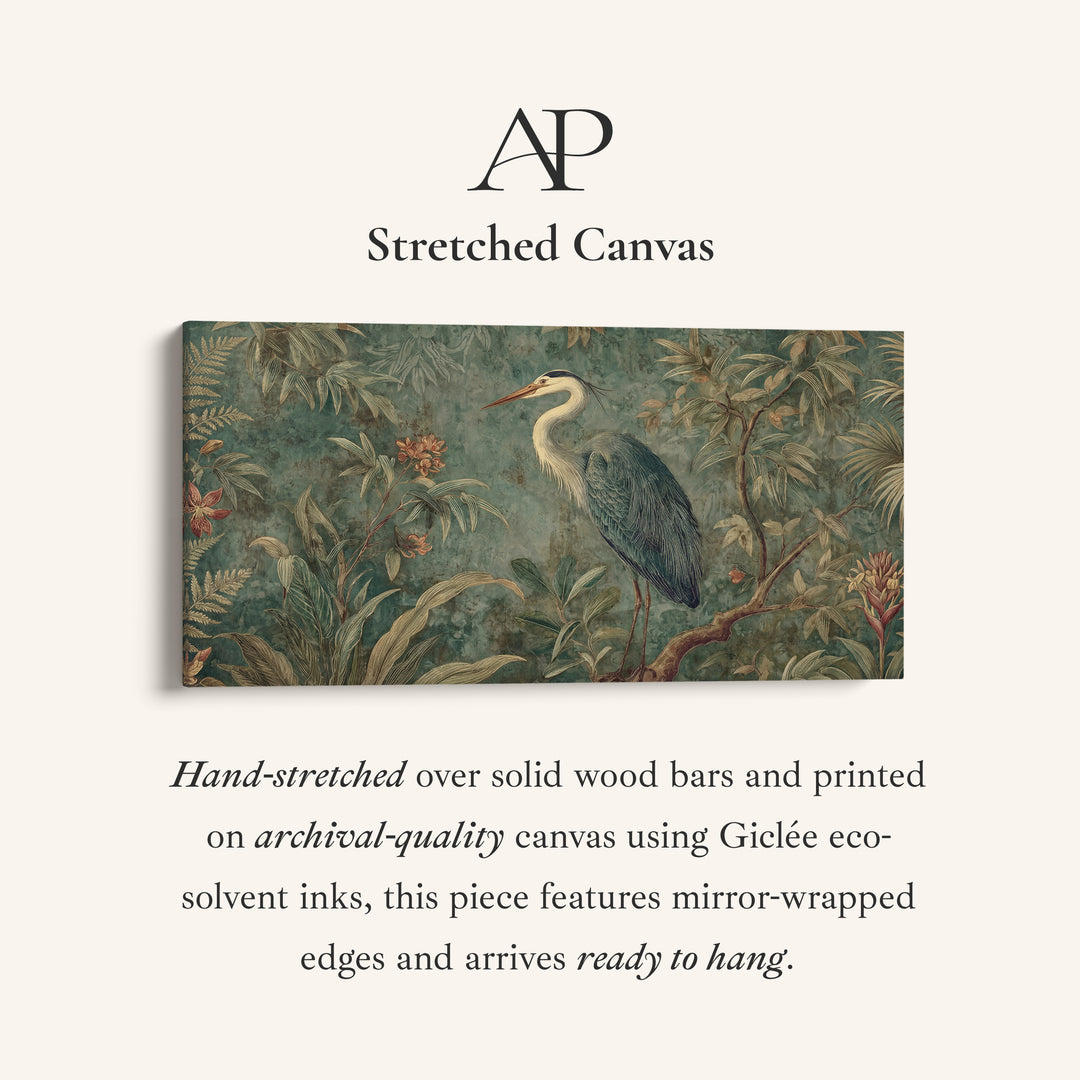Blue Heron Above Soft Wall Art Horizontal Canvas Print For Hallway