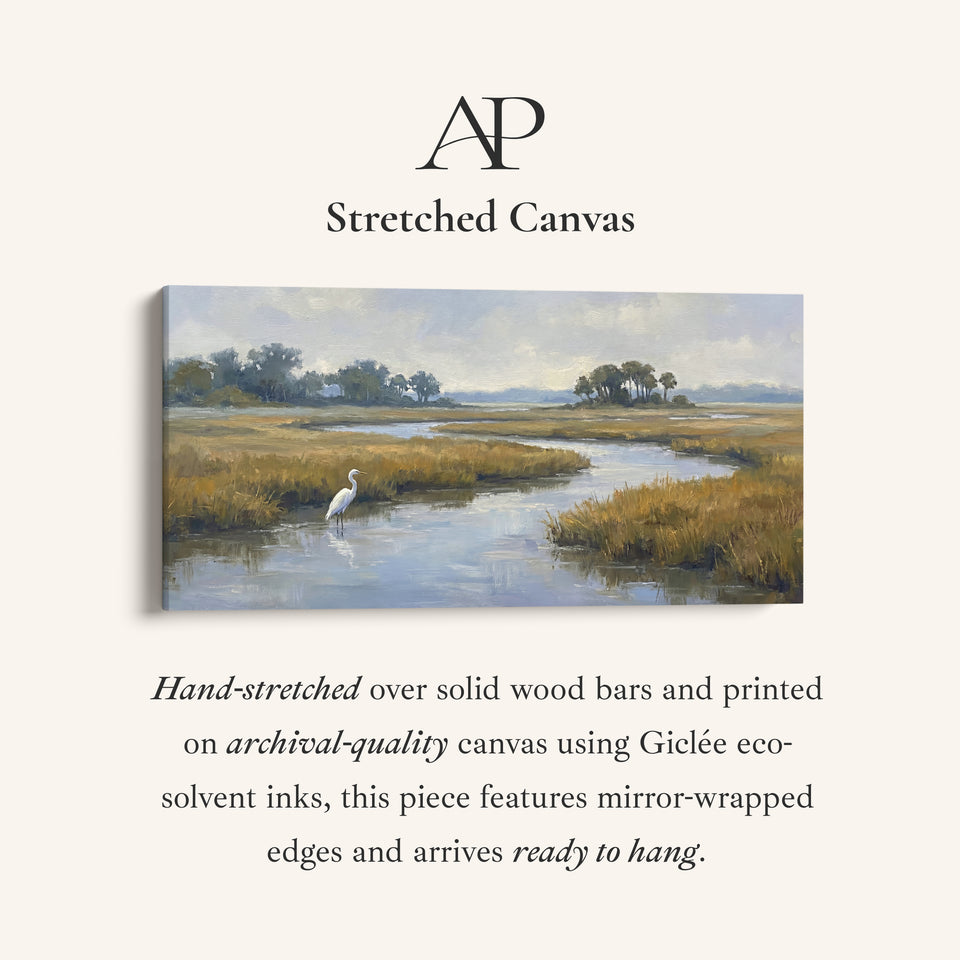 Marshland River Wide Canvas Panoramic Canvas Print For Living Room