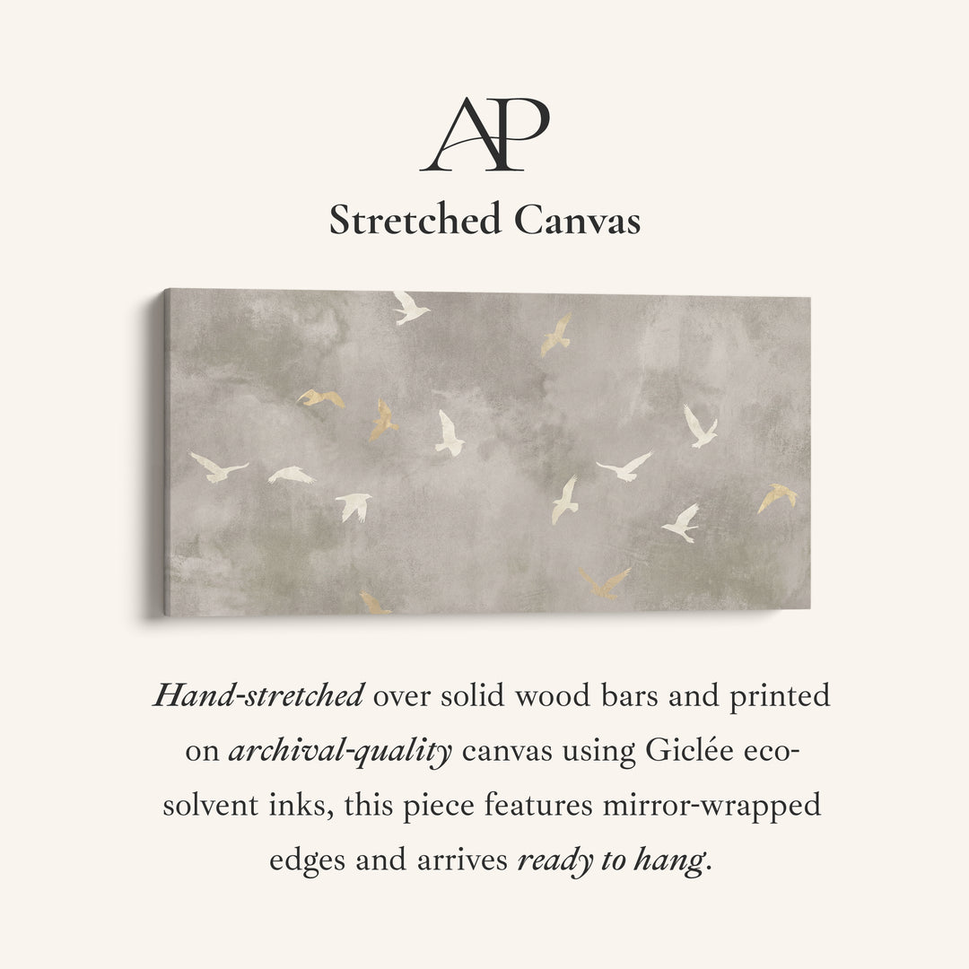 Bird Silhouettes Long Wall Art Horizontal Canvas Print For Hallway