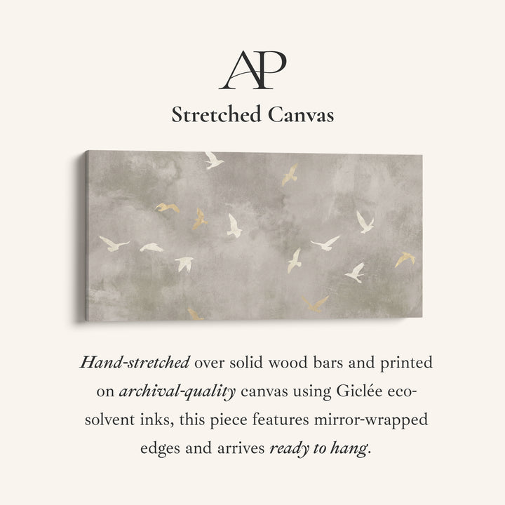 Bird Silhouettes Long Wall Art Horizontal Canvas Print For Hallway