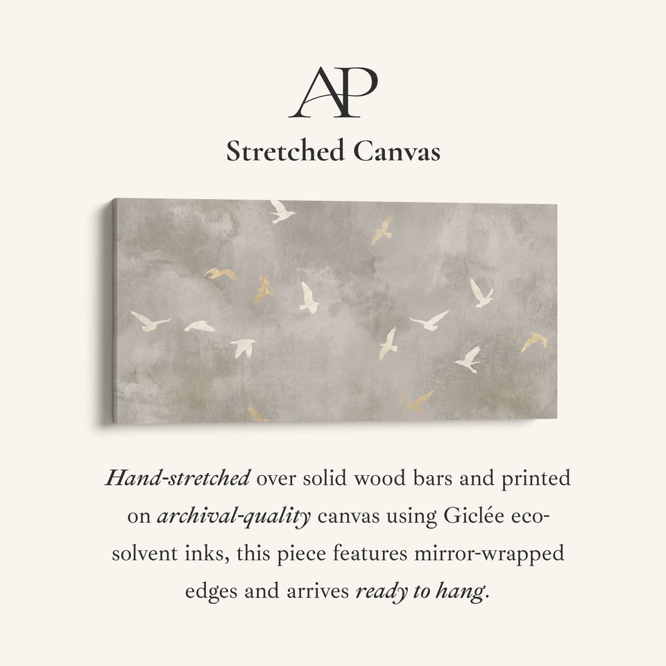 Bird Silhouettes Long Wall Art Horizontal Canvas Print For Hallway