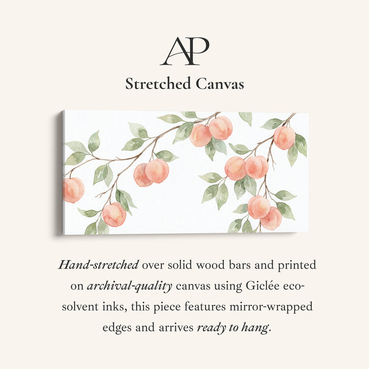 Peach Branches Wide Framed Canvas Extra Wide Canvas For Kitchen