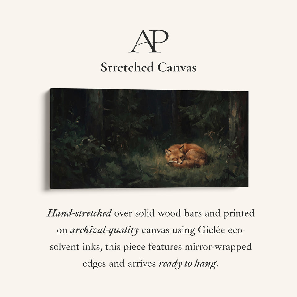 Sleeping Fox Wall Art Panoramic Canvas Print For Bedroom