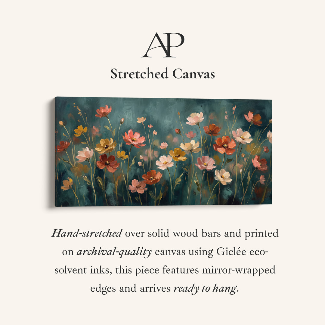 Pastel Wildflowers Wide Canvas Statement Wall Decor For Living Room