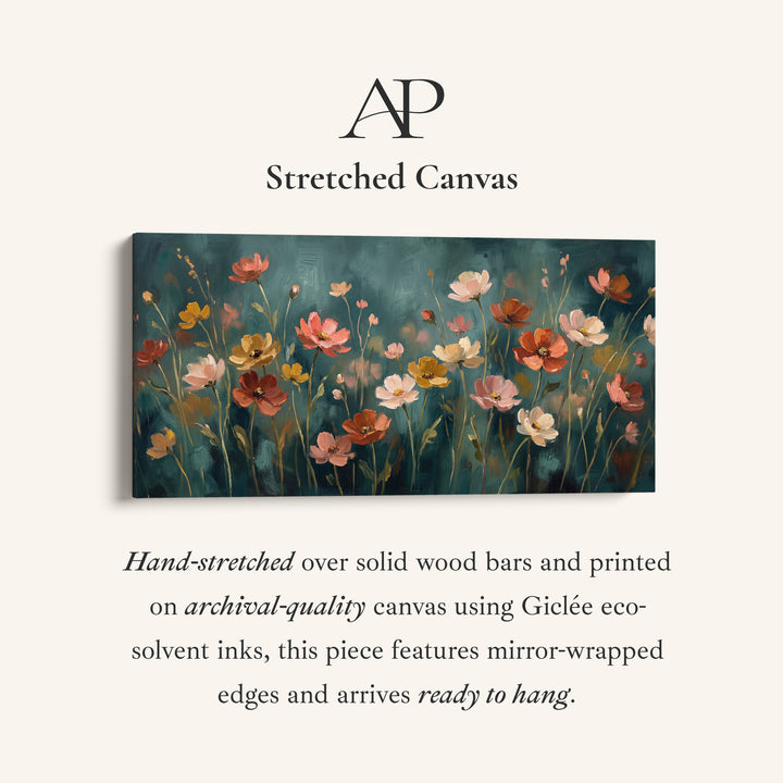 Pastel Wildflowers Wide Canvas Statement Wall Decor For Living Room