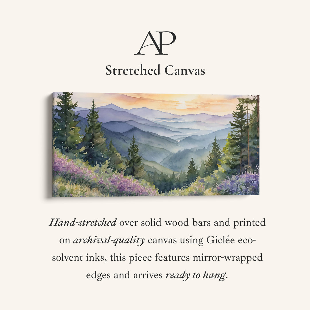 Mountain Valley Landscape Horizontal Wall Art Panoramic Canvas Print For Office