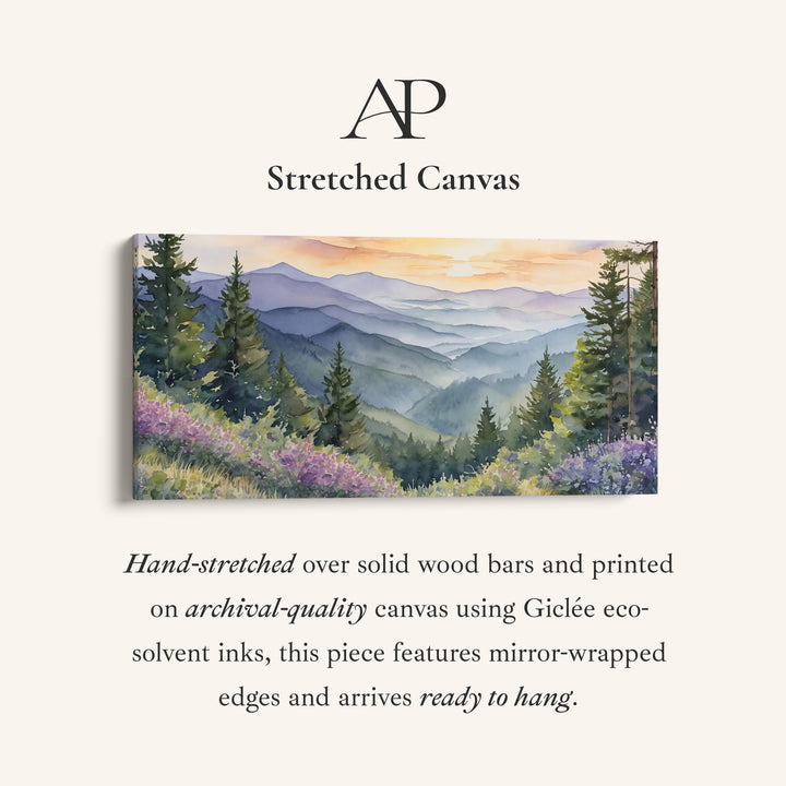 Mountain Valley Landscape Horizontal Wall Art Panoramic Canvas Print For Office