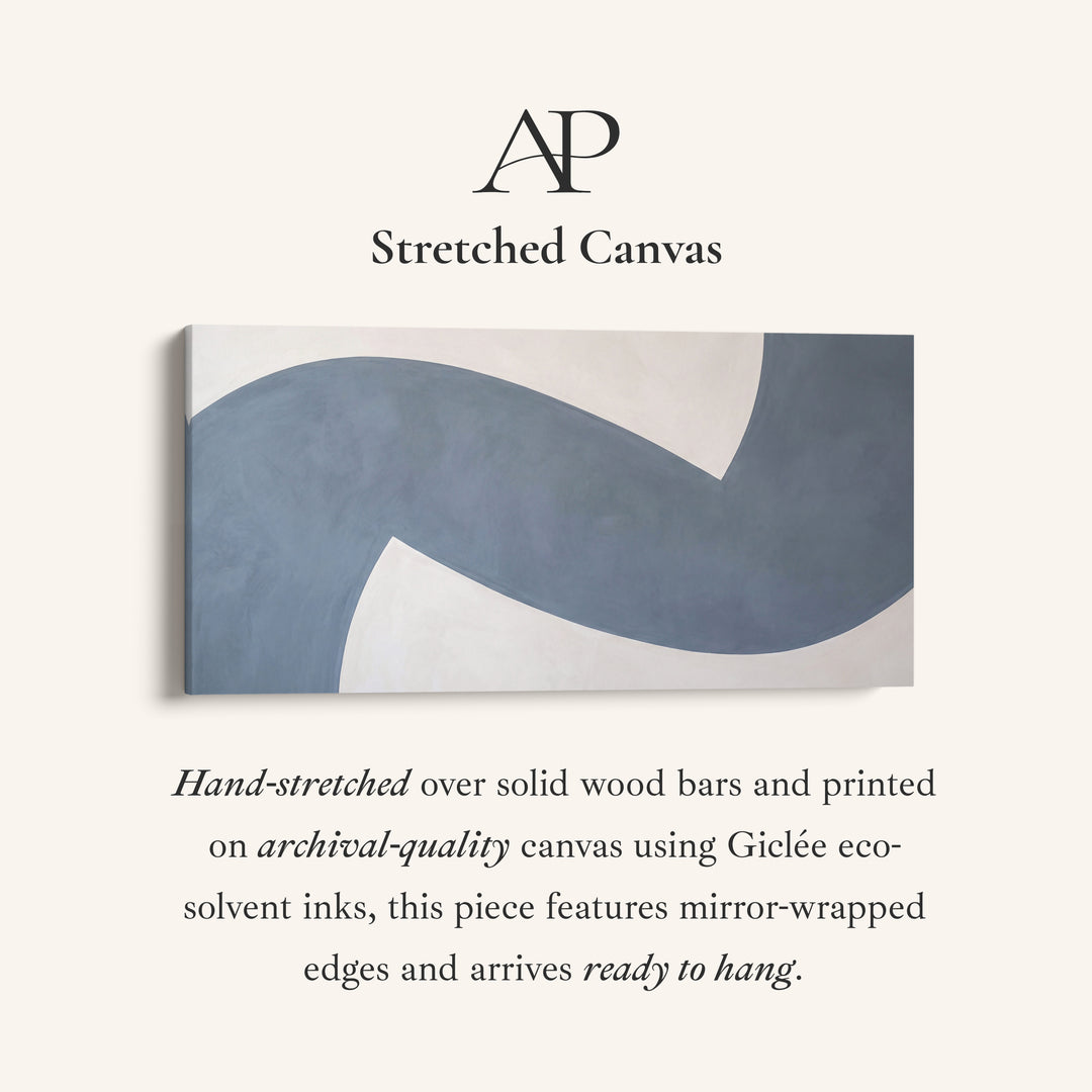 Blue Curved Abstract Form Above Bed Wall Art Horizontal Canvas Print For Bedroom