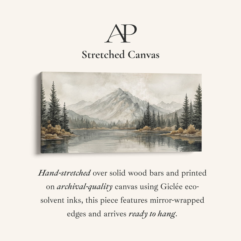 Mountain Lake With Trees Bedroom Wall Art Extra Wide Canvas For Bedroom