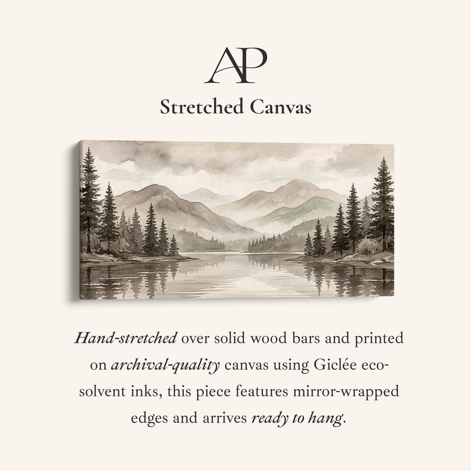 Misty Mountain Lake Wide Canvas Statement Wall Decor For Living Room