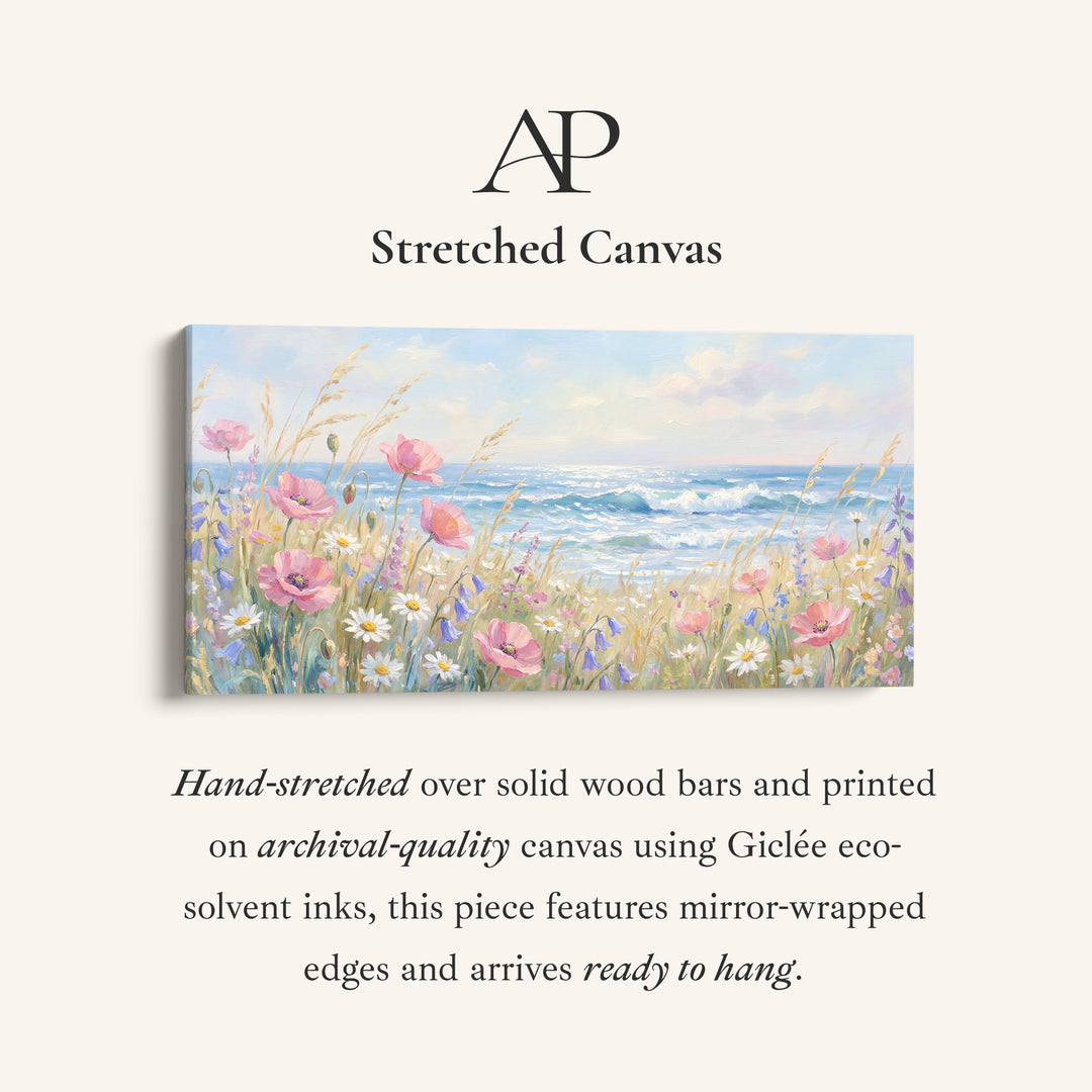 Coastal Wildflowers Horizontal Wall Art Extra Wide Canvas For Living Room