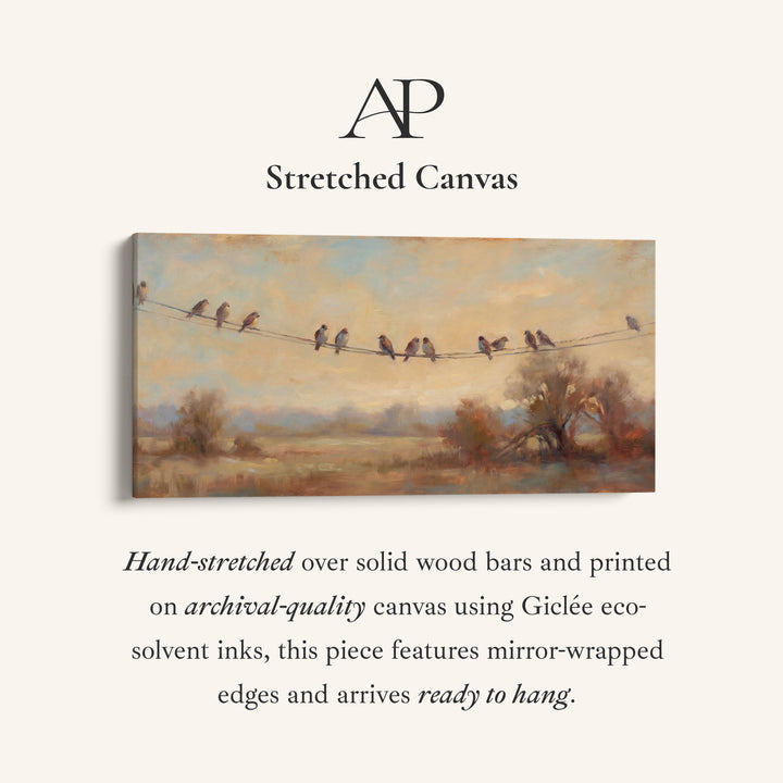 Sunset Birds Large Wall Art Extra Wide Canvas For Living Room