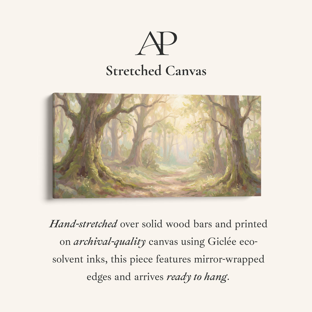 Sunlit Woodland Long Wall Art Horizontal Canvas Print For Hallway