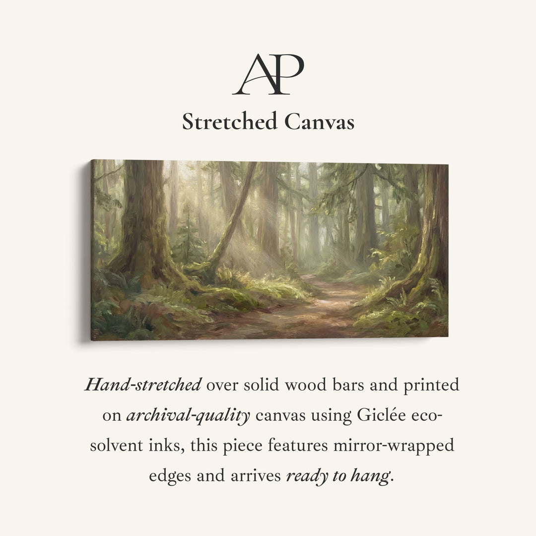 Forest Trail Horizontal Wall Art Panoramic Canvas Print For Bedroom