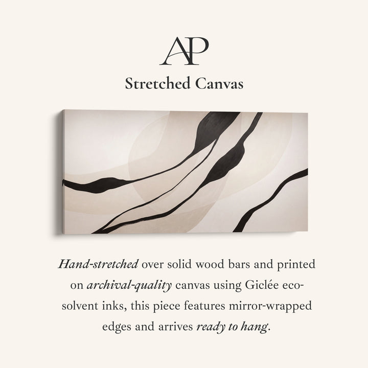 Bedroom Wall Art Black Organic Lines Extra Wide Canvas Office