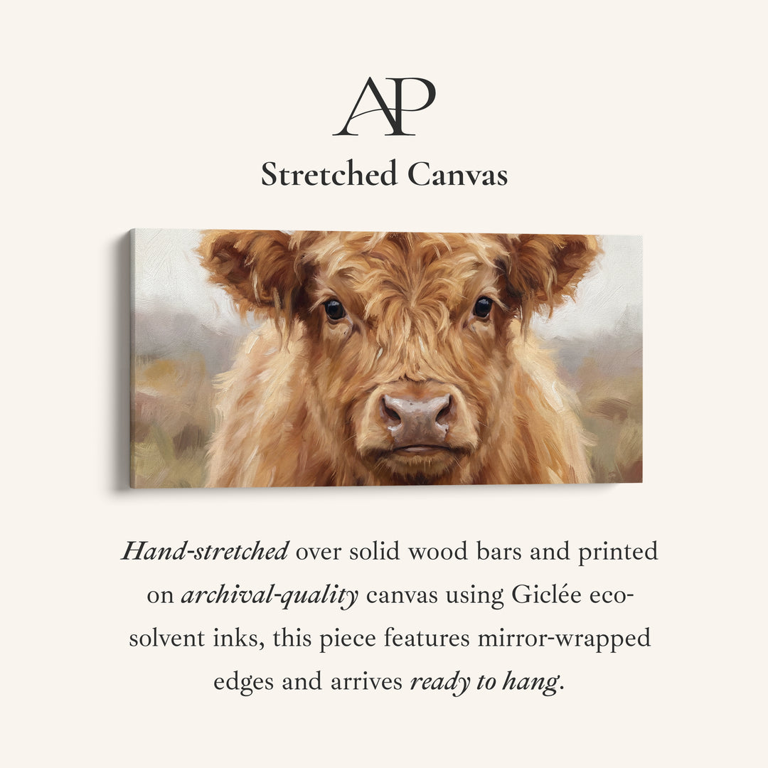 Highland Cow Portrait Bedroom wall art Framed Canvas Print Hallway