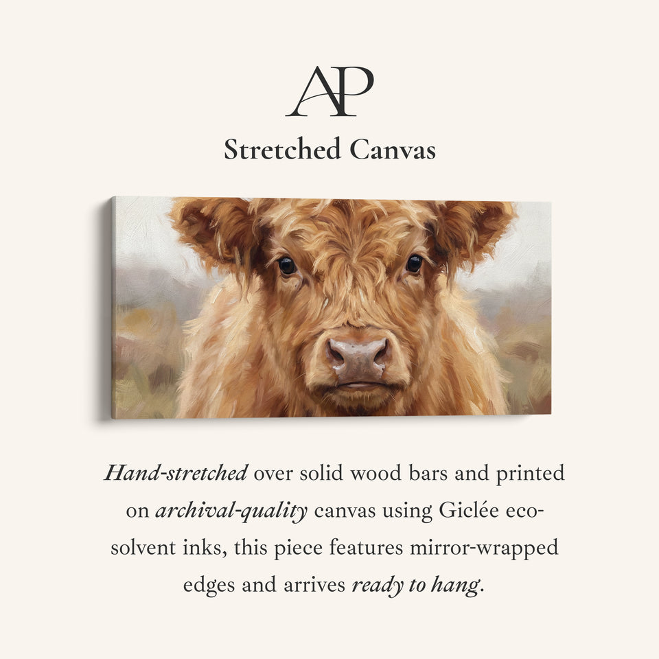 Highland Cow Portrait Bedroom wall art Framed Canvas Print Hallway