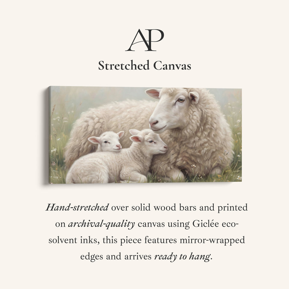 Sheep And Lambs wide canvas Statement Wall Decor Bedroom