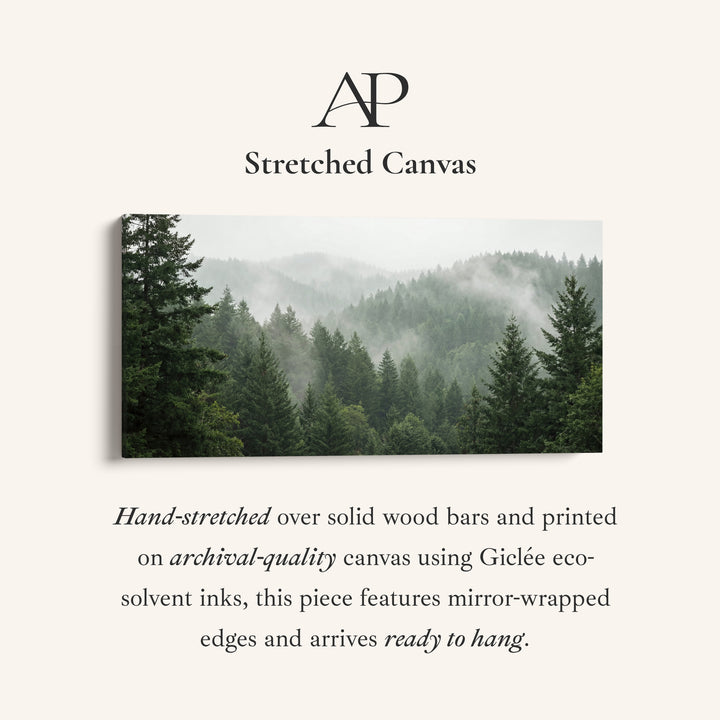 Misty Pine Hills Horizontal Wall Art Framed Canvas Print For Living Room