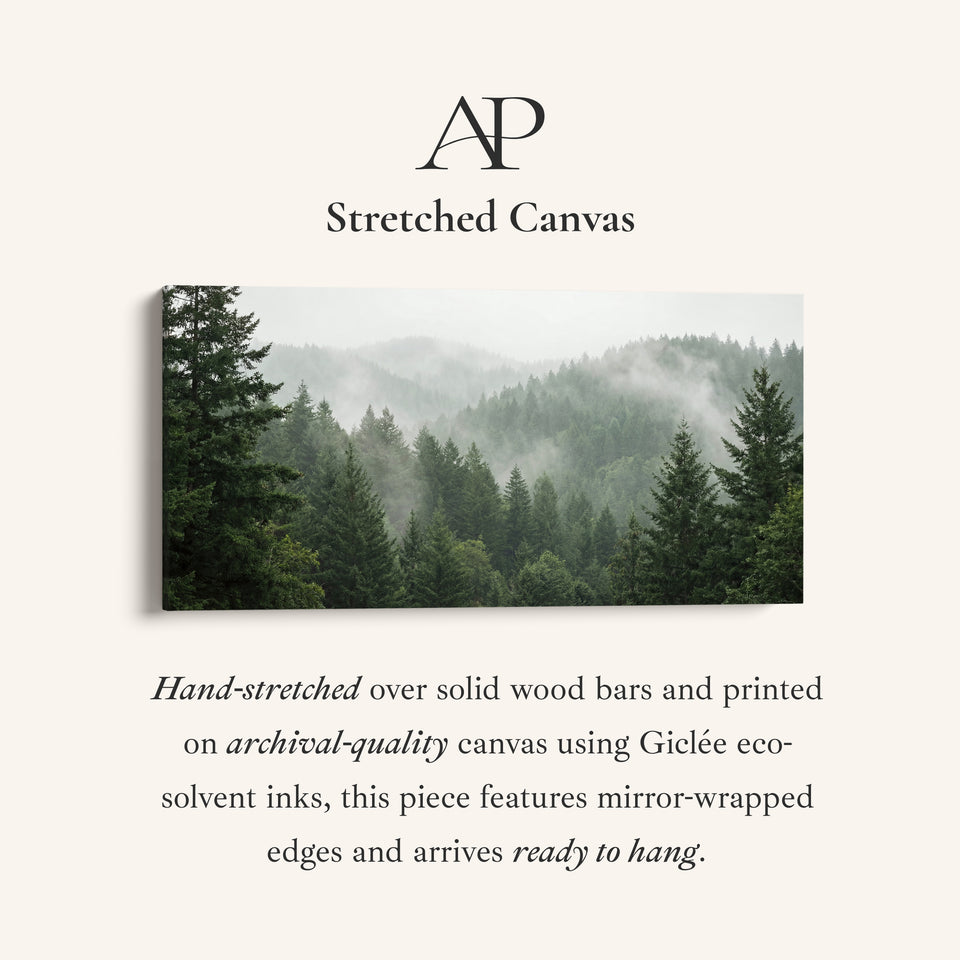 Misty Pine Hills Horizontal Wall Art Framed Canvas Print For Living Room