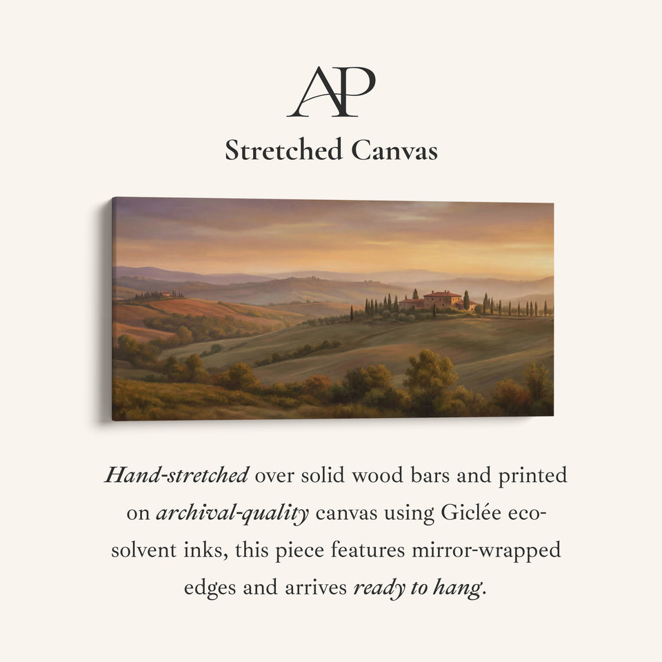 Tuscan Hills Farmhouse Above Bed Wall Art Extra Wide Canvas For Bedroom