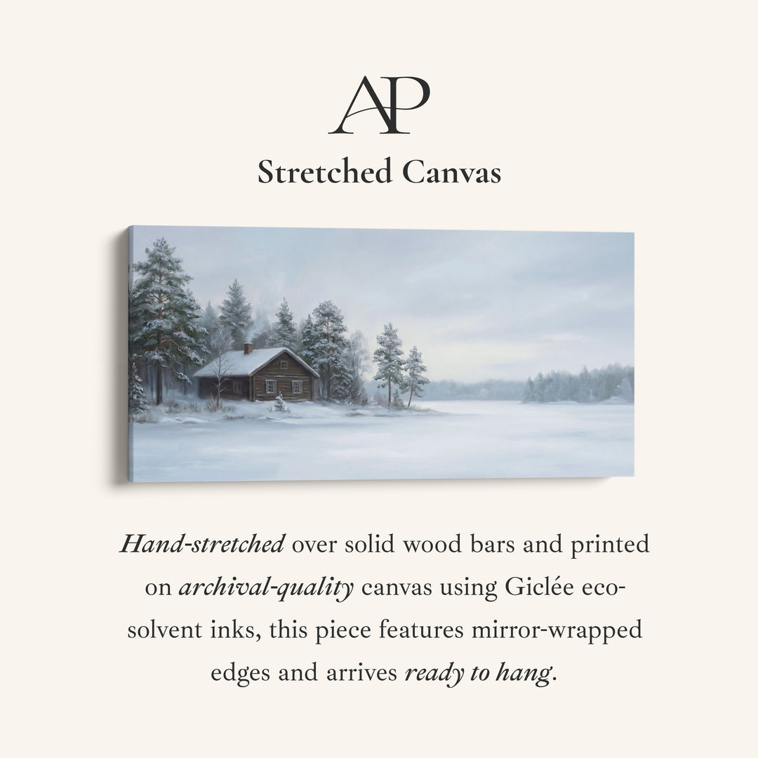 Snowy Cabin horizontal wall art Framed Canvas Print For Bedroom