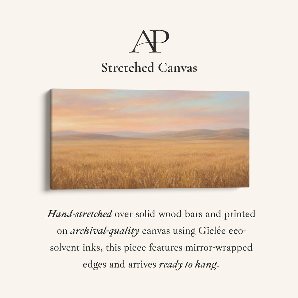 Golden Wheat Field above soft wall art Panoramic Canvas Print For Living Room