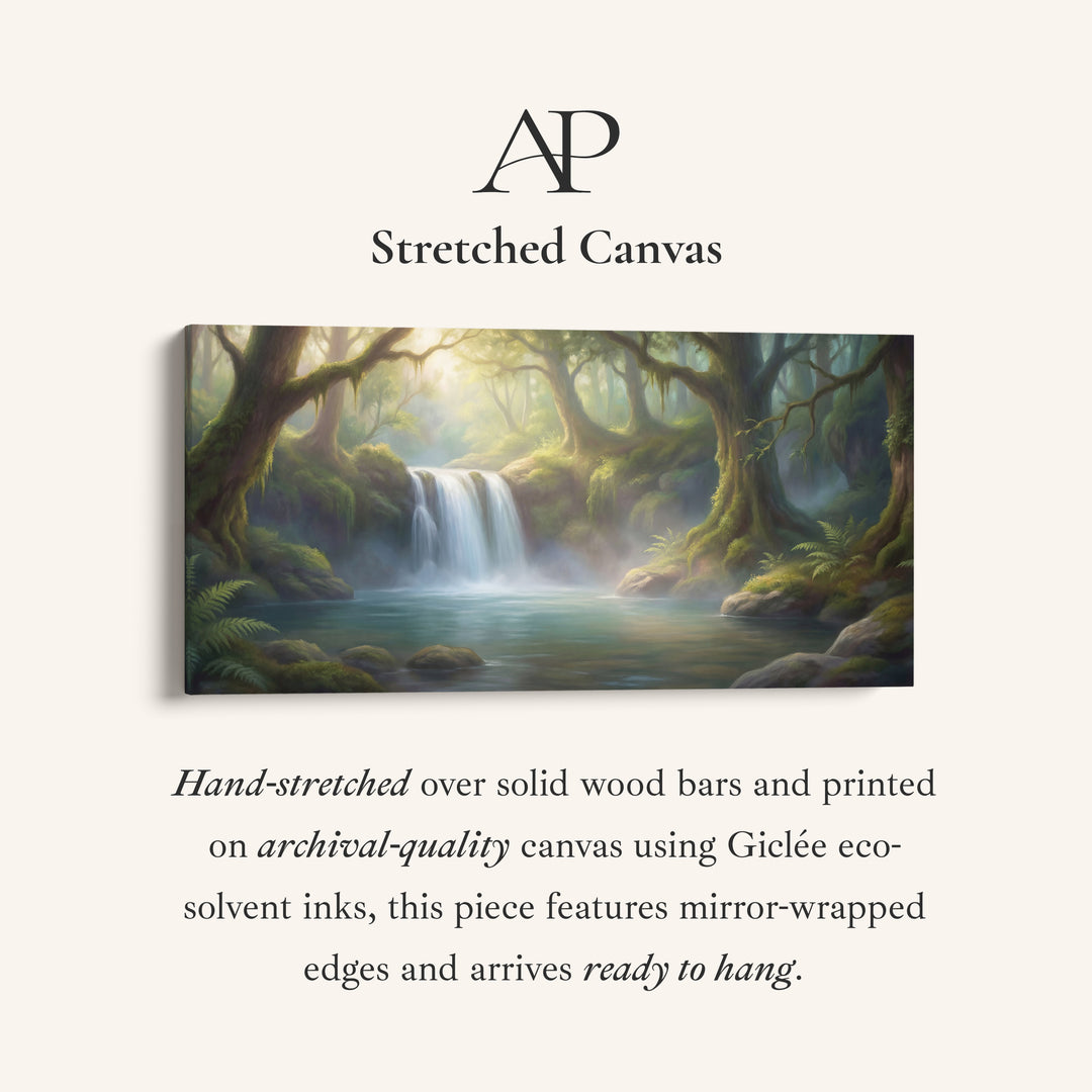 Forest Waterfall wide canvas Statement Wall Decor For Living Room