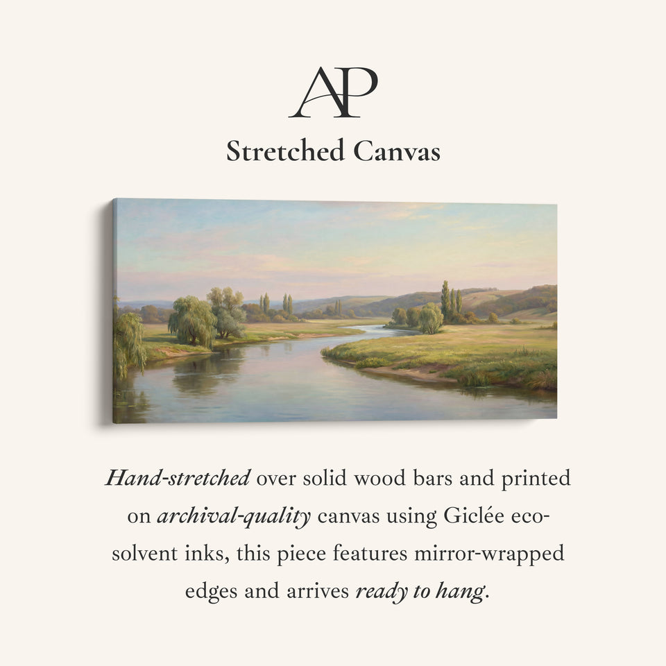 Countryside River long wall art Panoramic Canvas Print For Living Room