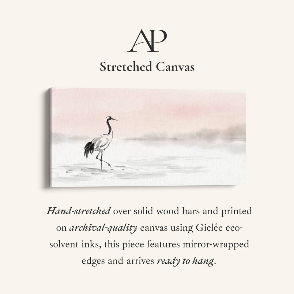 Crane In Water horizontal wall art Statement Wall Decor For Bedroom